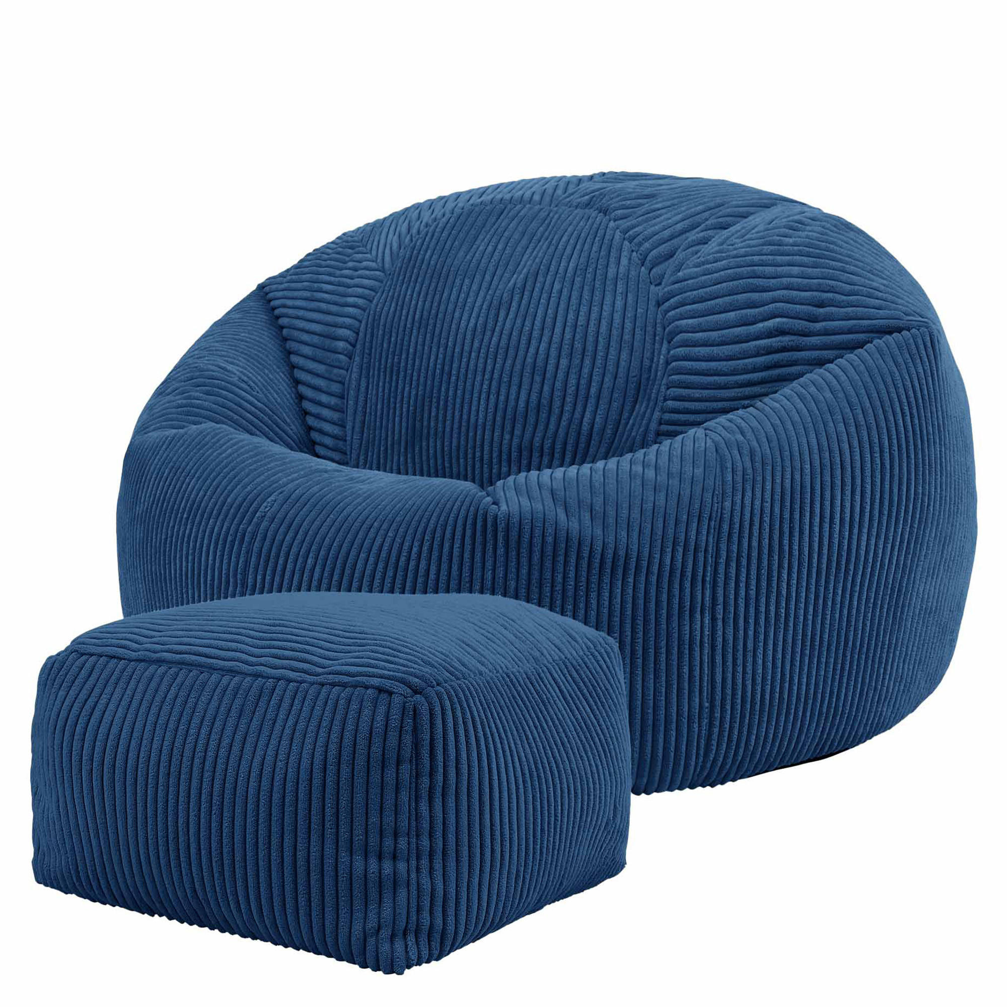 SITZSACK Klassisch + Hocker, Cord - Blau, Kunststoff/Textil (85/50/85cm) - icon