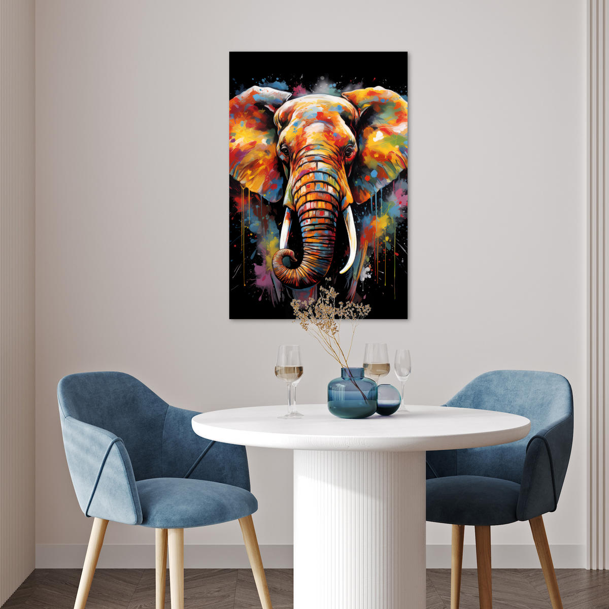 POSTER Elefant - Graffiti - Schwarz - Tiere - Farben 40x60 cm - Schwarz, Papier (40/60/0.1cm) - MuchoWow