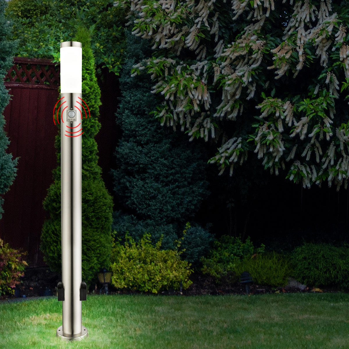 LED STEHLEUCHTE Edelstahl Silber - Silberfarben, Metall (7.6/7.6/110cm) - Globo Lighting