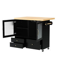 KÜCHENINSEL 100/42-70/91,5 cm aus MDF mit ausklappbarer Arbeitsplatte Schwarz/Natur - Schwarz, Holzwerkstoff (100/91.5/70cm) - Modenvie
