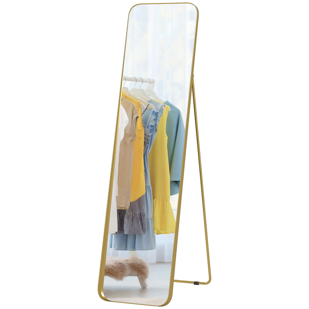 STANDSPIEGEL DE-09988 neigbar, freistehend Goldfarben - Goldfarben, Metall (40/160/6cm) - ComfortXL