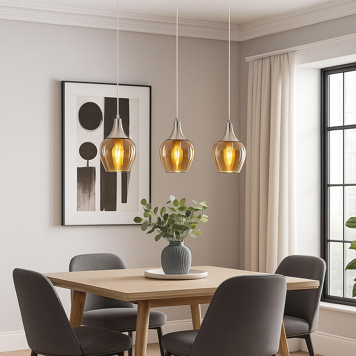 HÄNGELEUCHTE DROP Glas Silber - Silberfarben, Glas (65/15/150cm) - Nowa