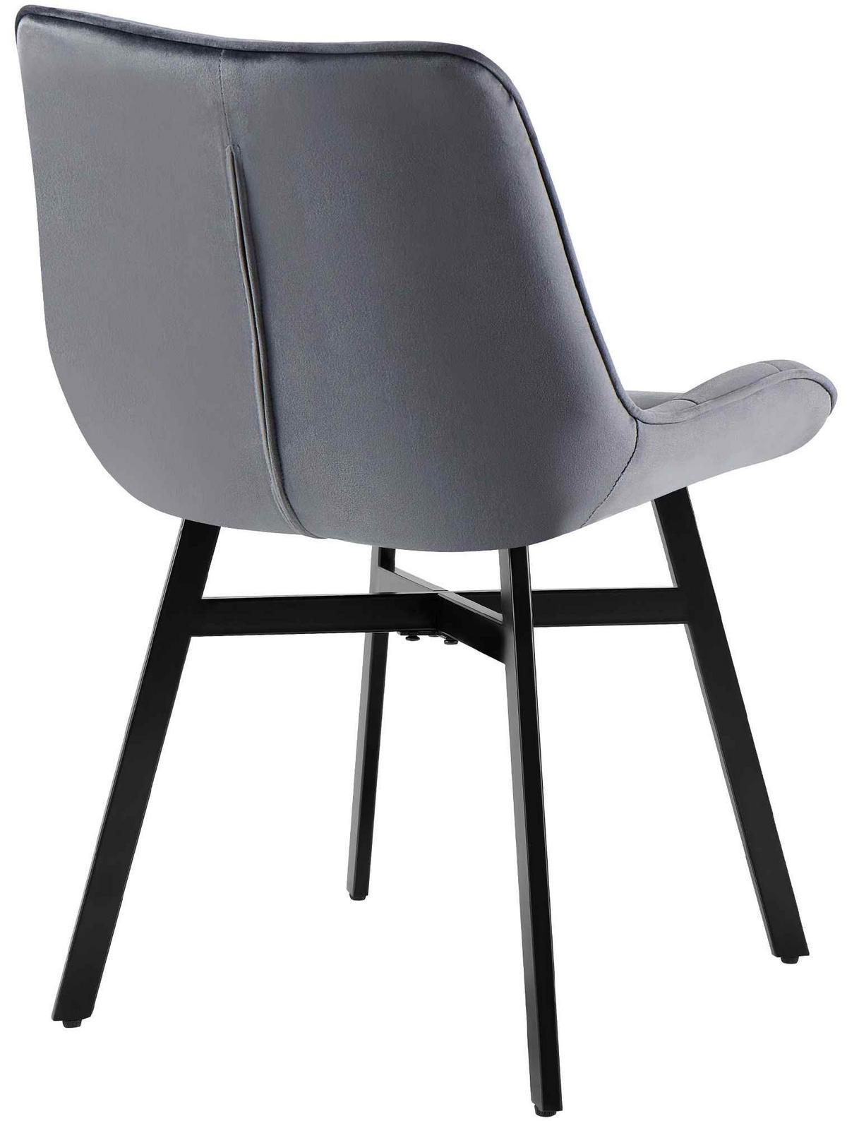 ESSZIMMERSTUHL Samt Dunkelgrau - Dunkelgrau/Schwarz, Textil/Metall (54/83/61cm) - CLP