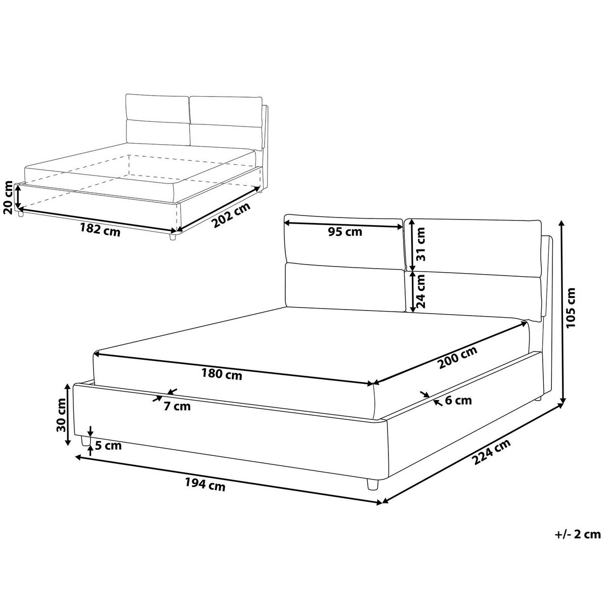 POLSTERBETT 180/200cm Grau Batilly - Grau, Textil (180/200cm) - Beliani