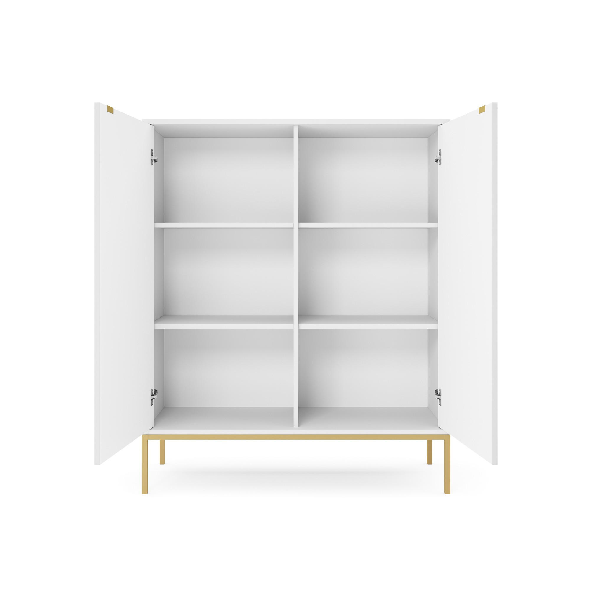 HIGHBOARD Nova Weiß, Golden Beine - Goldfarben/Weiß, Holzwerkstoff/Metall (104/125/39cm) - Bettso
