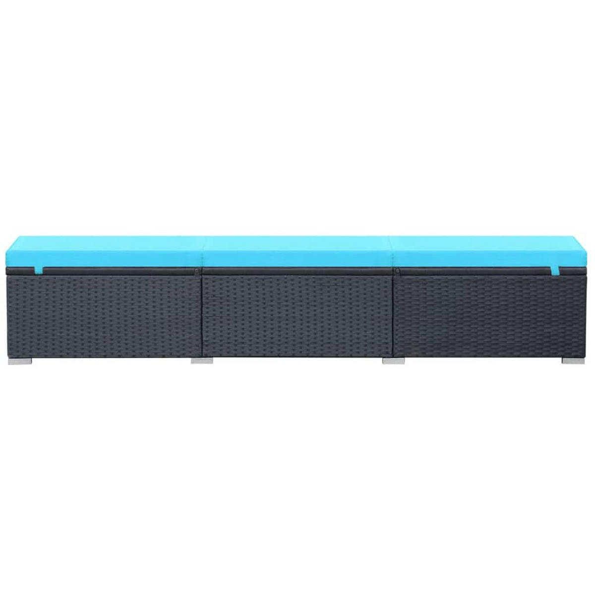 SONNENLIEGE mit Auflage Poly Rattan Schwarz - Schwarz, Holz (60/31/195cm) - furnicato