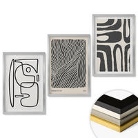 WANDBILDER 3er Set - 40x60 cm Silberner Rahmen - Abstrakte Muster, Linien, Texturen - Silberfarben, Kunststoff (40/60cm) - ArtPrintCave