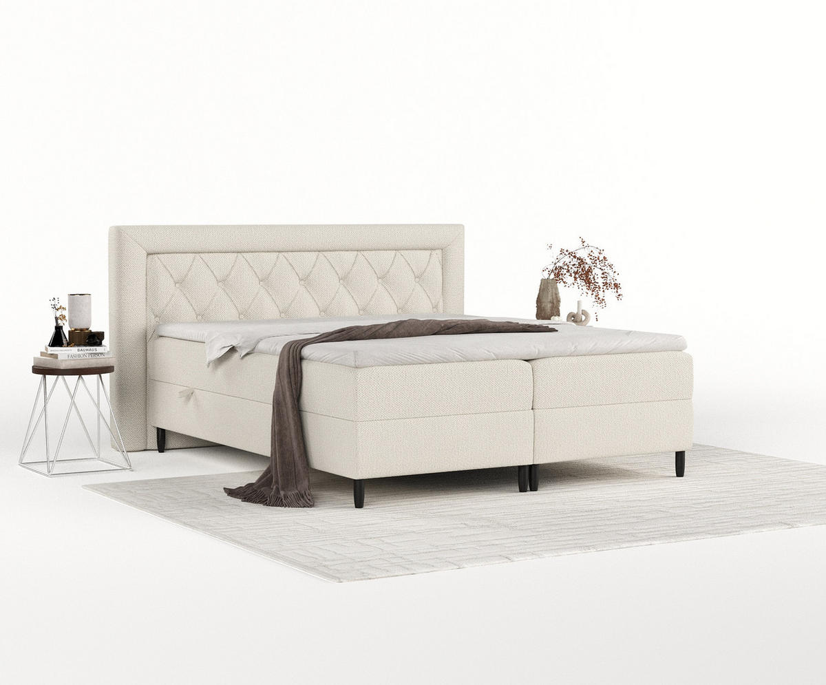 BOXBETT Avani Beige 160/200 cm - Beige/Schwarz, Holz/Holzwerkstoff (160/200cm) - Maison de Reve