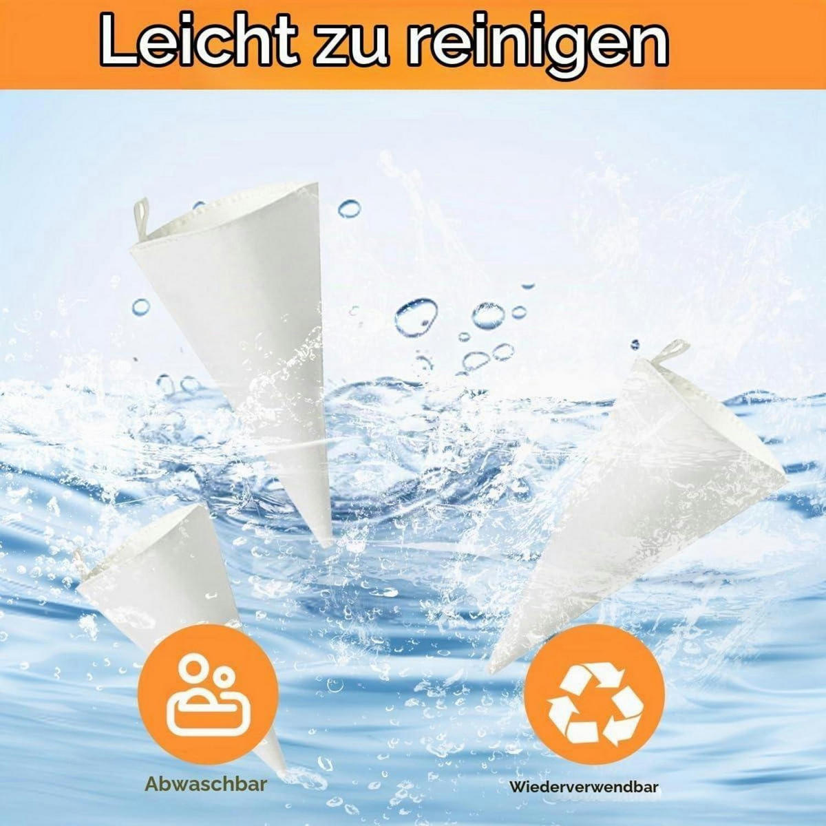 SPRITZBEUTEL 4-teiliges Set Baumwolle 30/35/40/45 cm - Weiß, Textil (22/1.9/25cm)