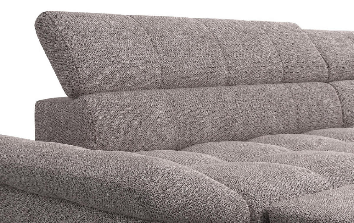 ECKSOFA mit Schlaffunktion und verstellbare Kopflehnen - Taupe/Silberfarben, Textil/Metall (234/312cm) - Cotta