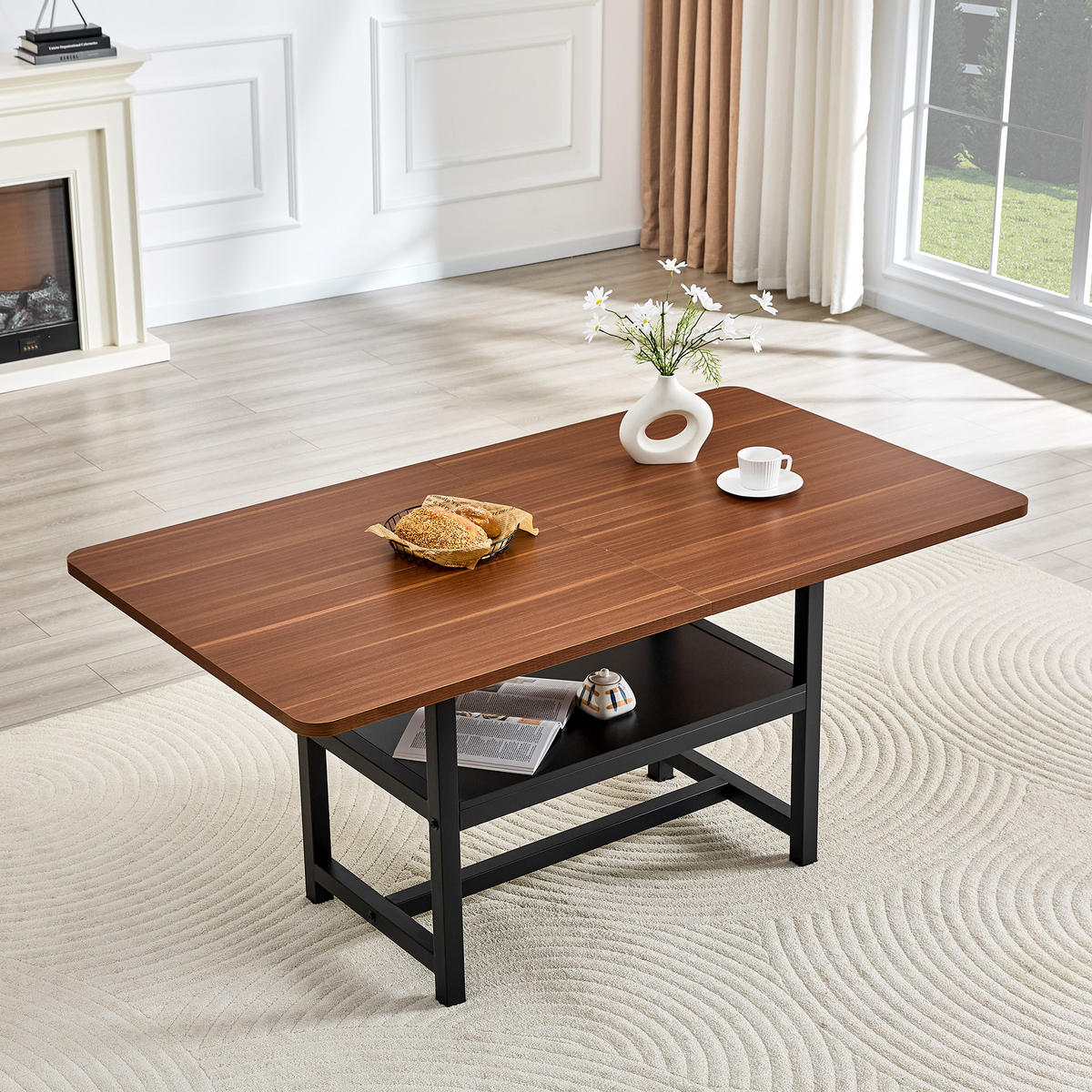 ESSTISCH Nussbaumfarben/Schwarz 160/90/76 cm - Schwarz, Holz (90/160/76cm) - PANGIVO
