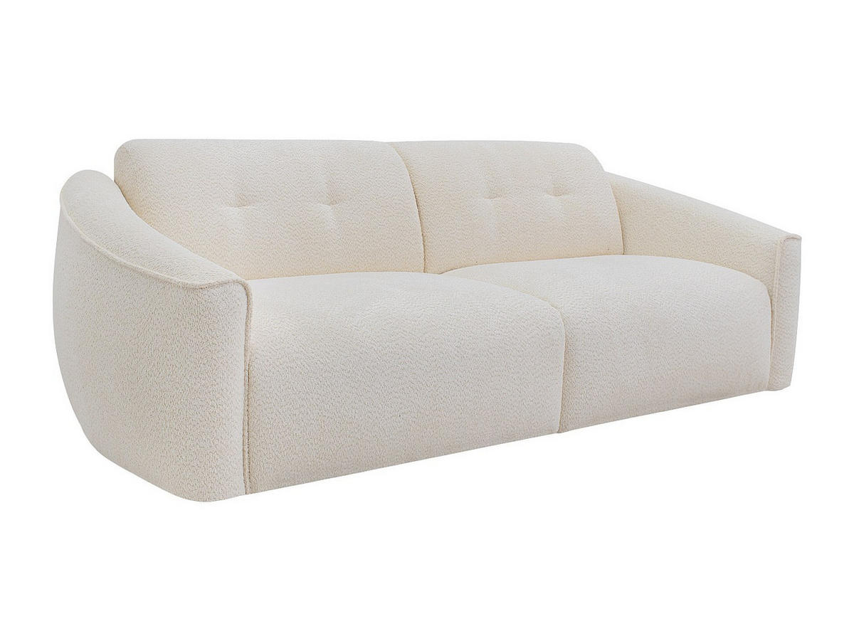 4-SITZER Schlafsofa mit Schnellverstellung aus weißem Bouclé-Stoff - Liegefläche 160 cm - 16 cm Matratze mit Memory-Schaum ASUFA - Weiß, Textil (228/80/100cm) - Vente-Unique