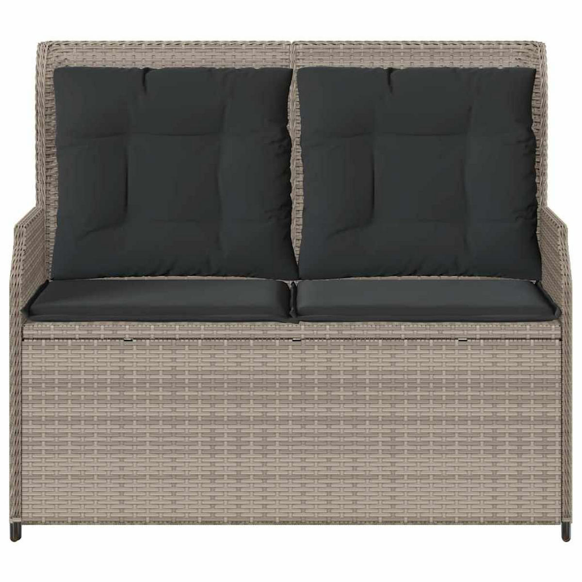GARTENBANK Verstellbar mit Kissen Hellgrau Poly Rattan - Grau, Kunststoff (95/95/110cm)