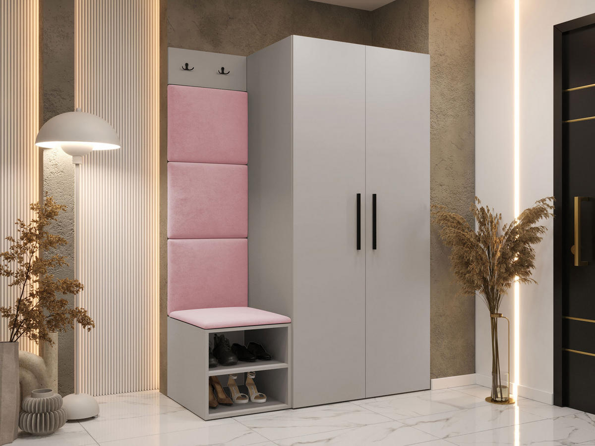 GARDEROBEN-SET Medi IV - Kaschmir/Hellrosa, Holzwerkstoff/Kunststoff (80/191/50cm) - MIRJAN24