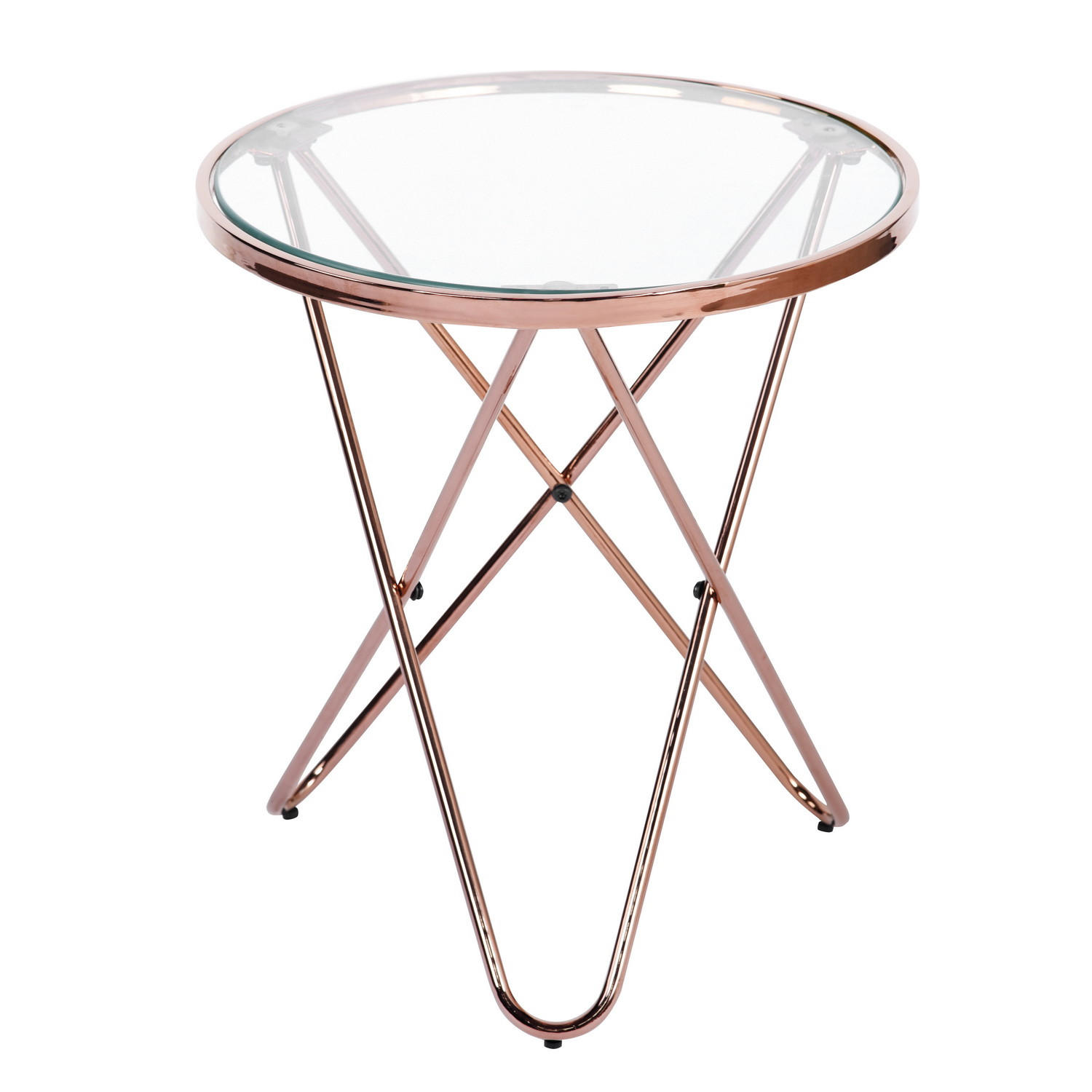 BEISTELLTISCH rundes Glas Roségold - Transparent/Roségold, Glas/Metall (45/45/50cm) - Urban Meuble