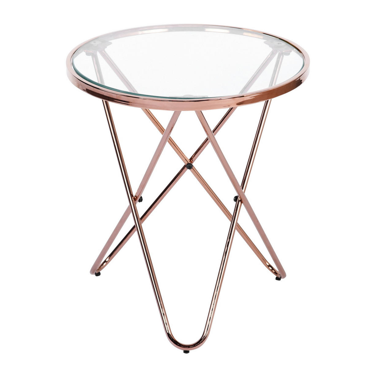 BEISTELLTISCH rundes Glas Roségold - Transparent/Roségold, Glas/Metall (45/45/50cm) - Urban Meuble