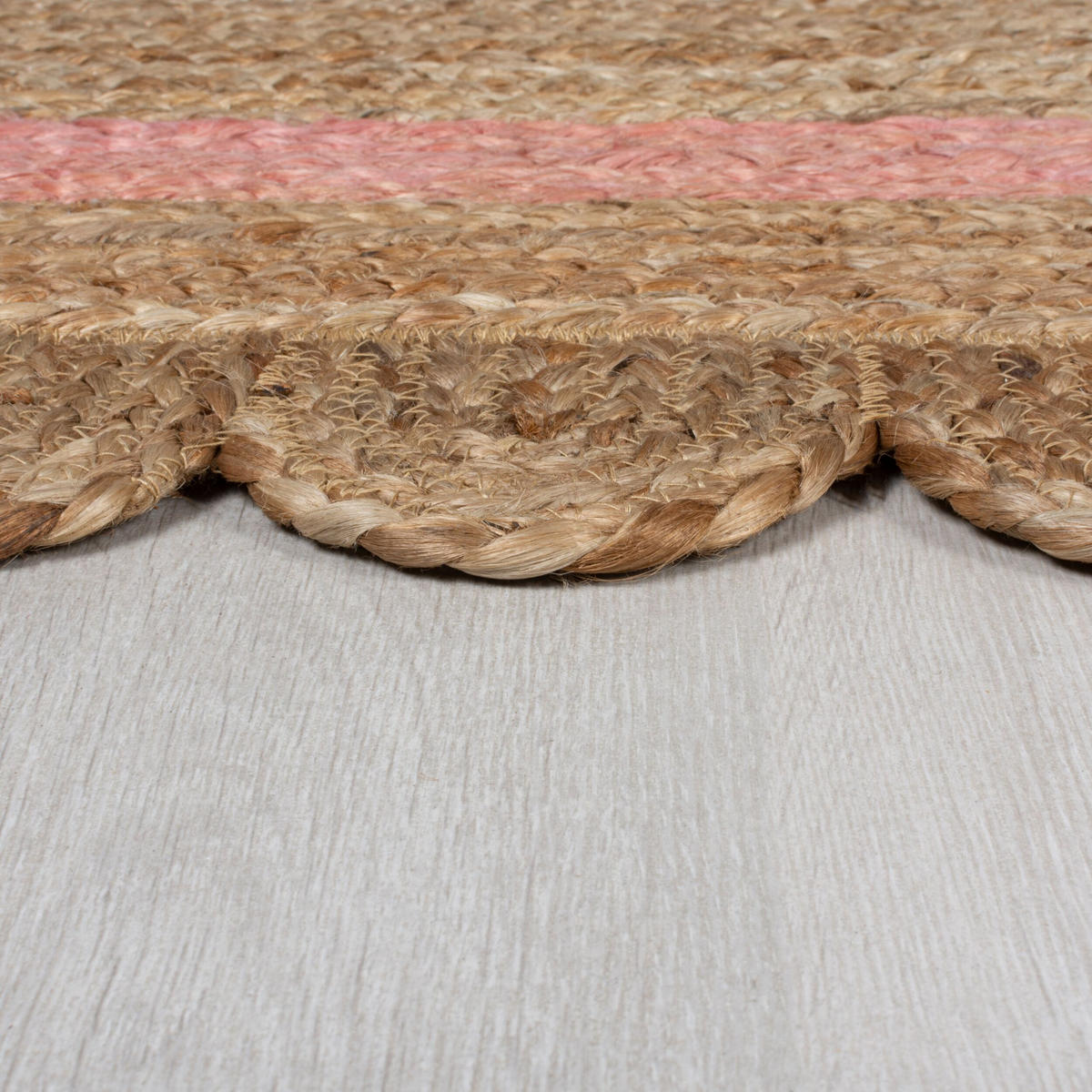 TEPPICH Jute Handarbeit-Design, naturfarben GRACE, Braun-Rosa 160x230 cm - Braun, Naturmaterialien (160/230cm) - KADIMA DESIGN