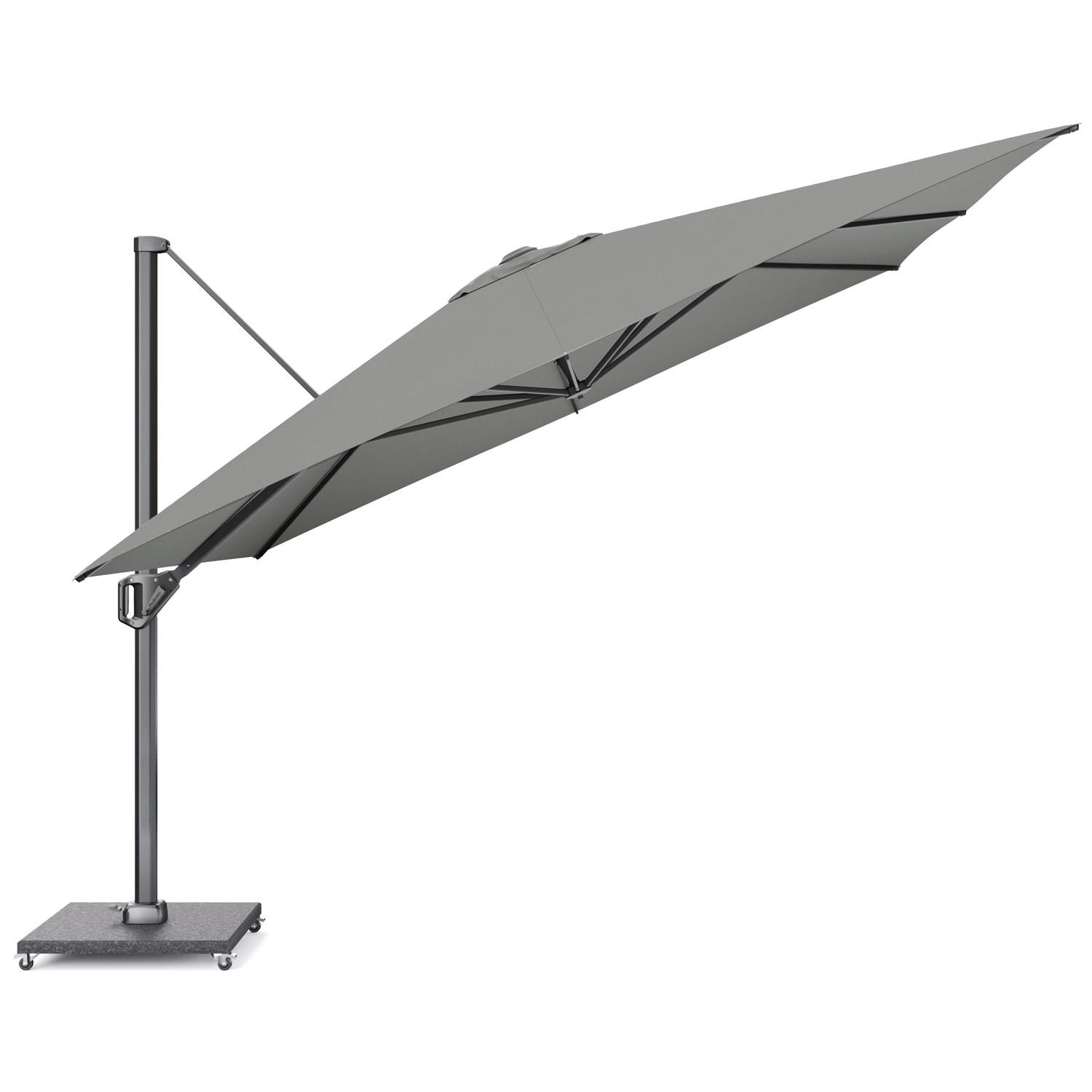 AMPELSCHIRM quadratisch 3.5 x 3.5 m Challenger T¹ Premium 360° kippbar grau/anthrazit - Grau, Metall (350/350cm) - Platinum