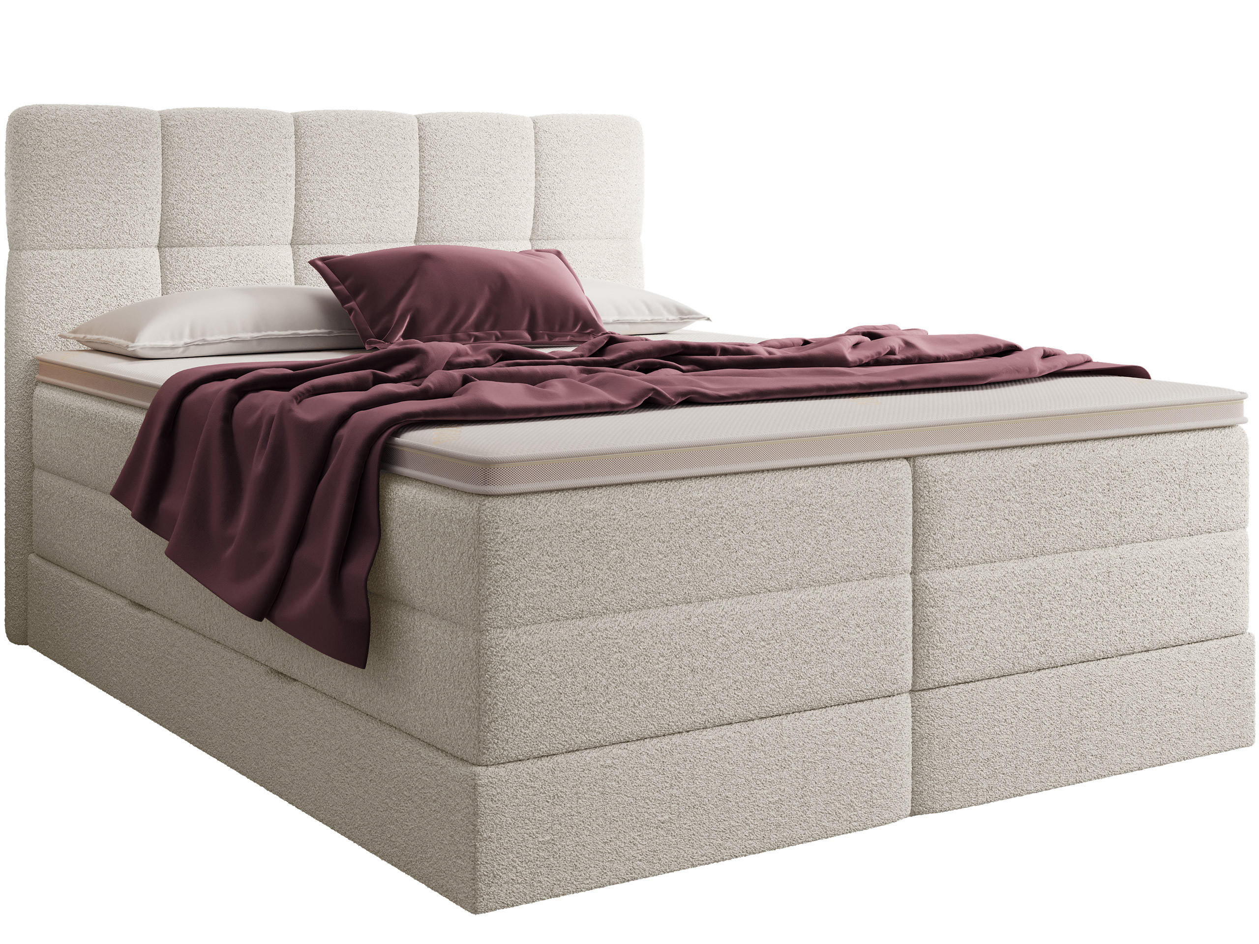 BOXSPRINGBETT Madison 1 creme 160/200 H3/H4 Boucle - Creme, Textil (160/200cm) - wonello