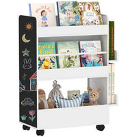 BÜCHERREGAL DE-09567 4 Regale + Tafel + Rollen Weiß - Weiß, Holzwerkstoff (66.5/86.5/32.5cm) - ComfortXL