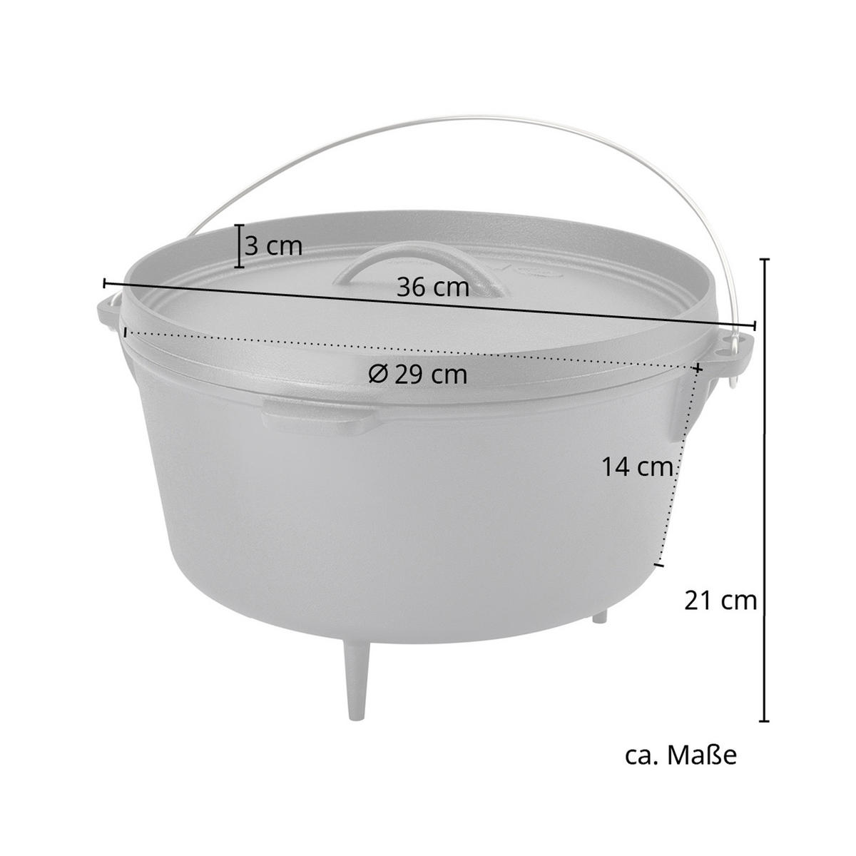 DUTCH OVEN 8L - Schwarz, Metall (29.5cm) - TAINO
