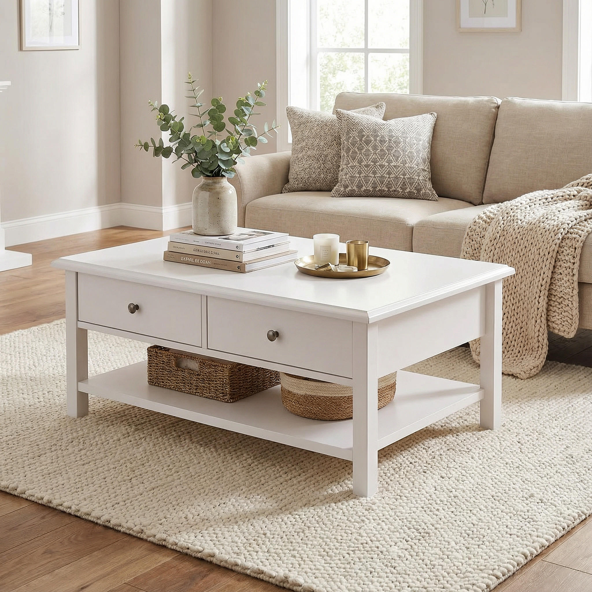 COUCHTISCH rechteckig weiß 102/68/45 cm - Weiß, Holz (68/102/45cm) - moebel dich auf