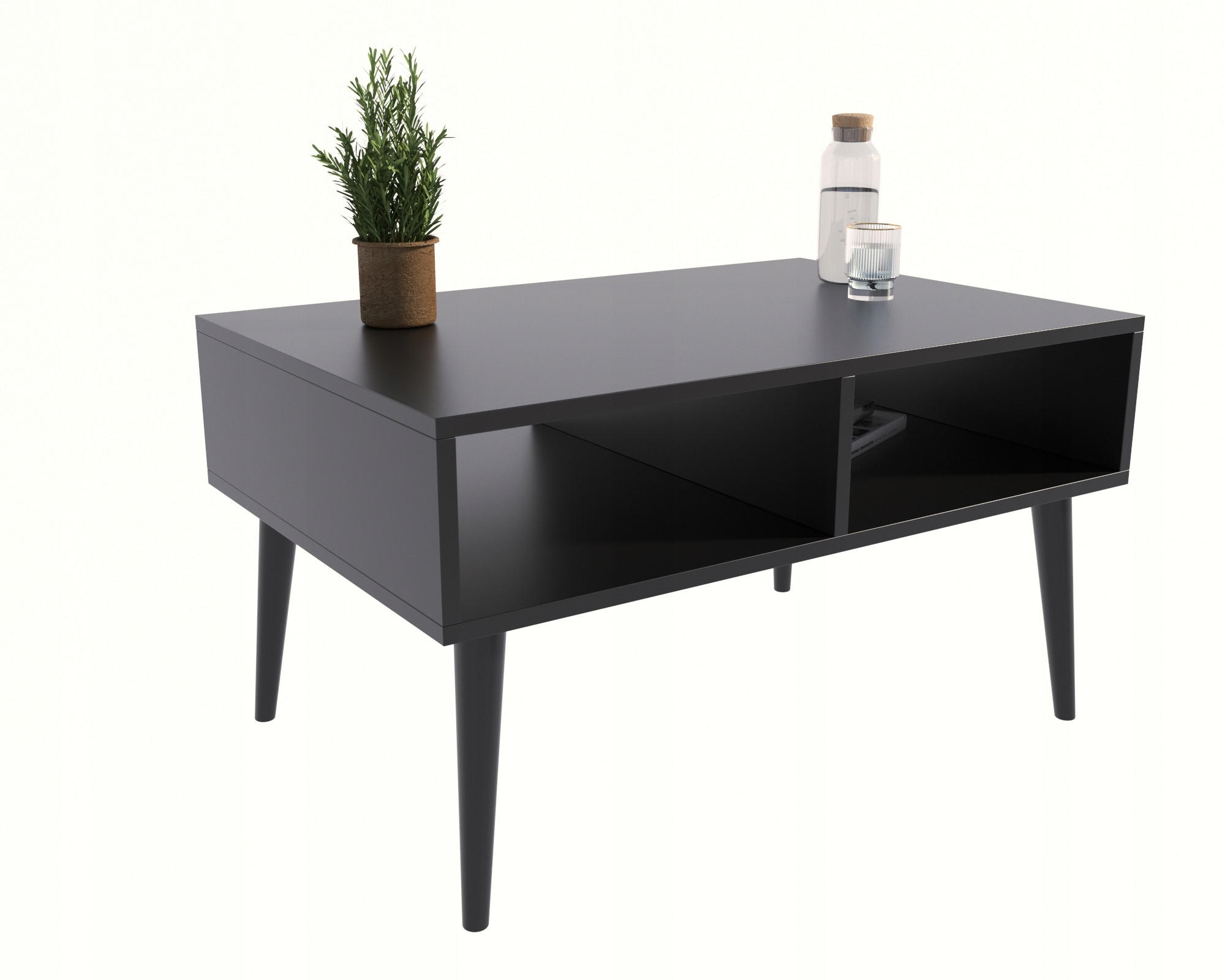 COUCHTISCH Isla Schwarz 100/50/46 cm - Schwarz, Holzwerkstoff (50/100/46cm) - Matkam Möbel