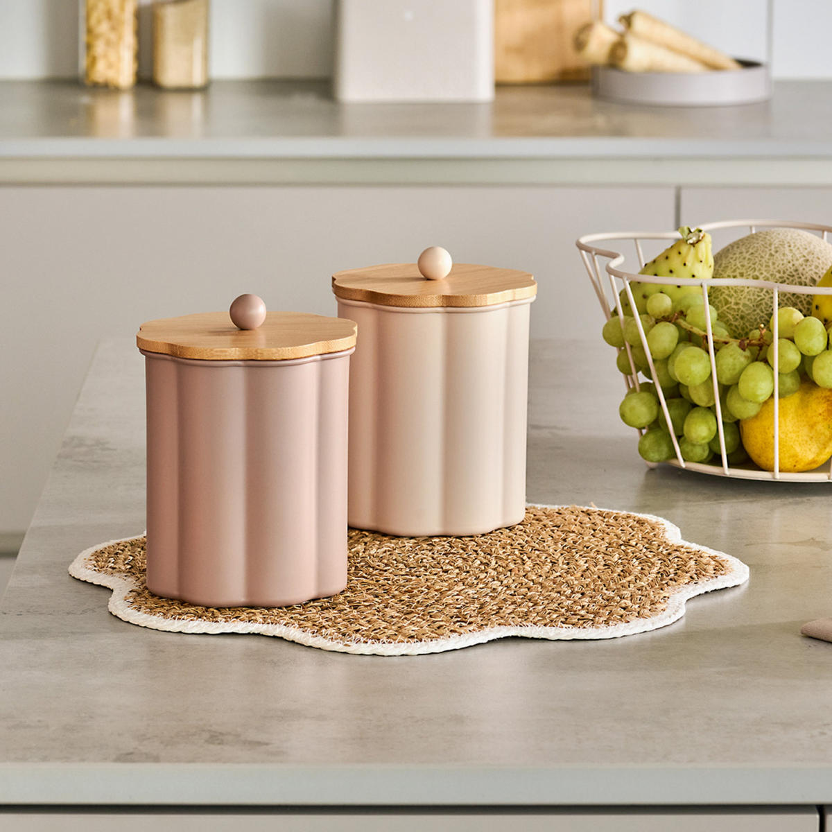 VORRATSDOSE Bambusdeckel 1 l 12,2/12,2/16,5 cm - Beige, Metall (12.2/16.5/12.2cm) - ZELLER