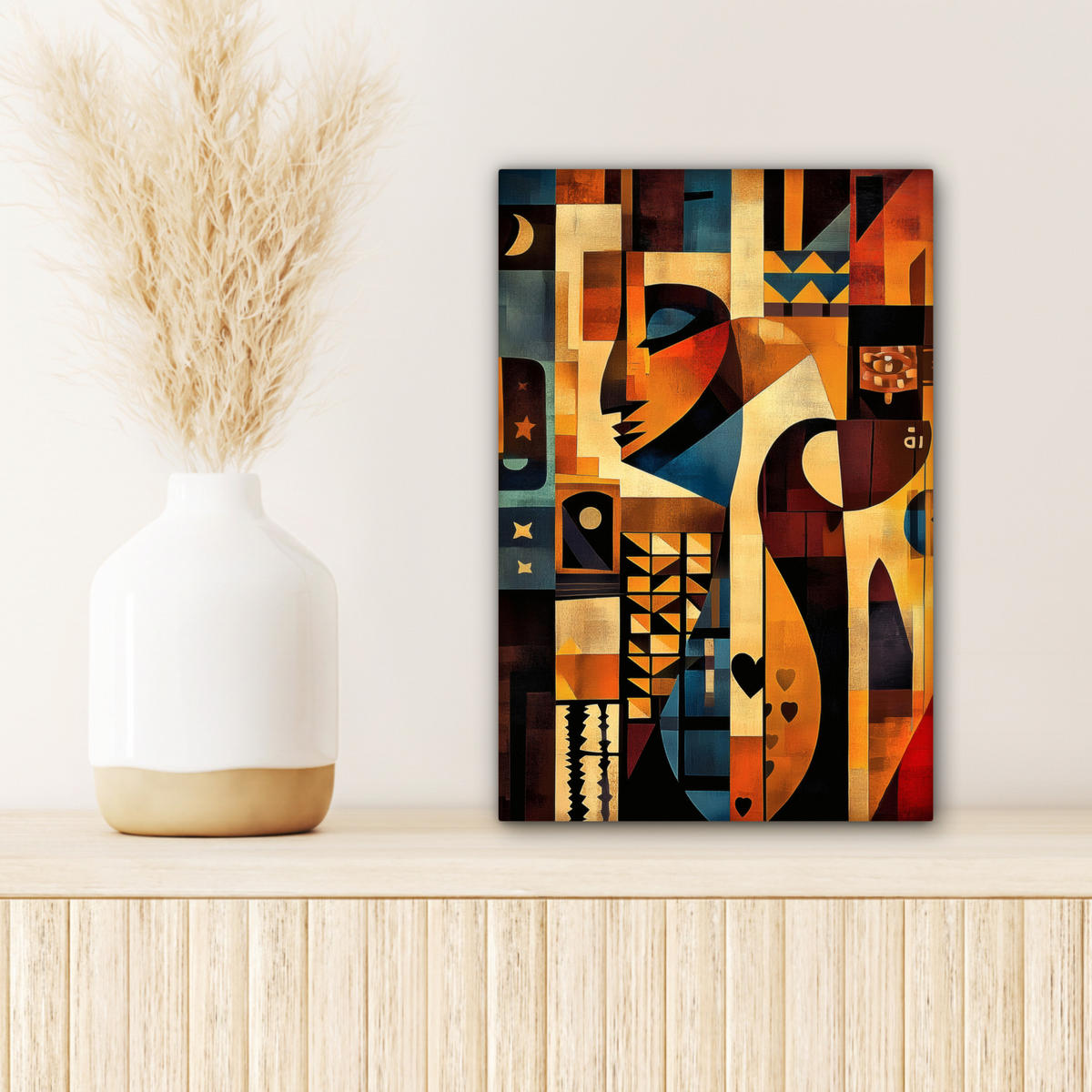 LEINWANDBILD Figuren - Abstrakt - Symbole Deko Wohnzimmer 20x30 cm - Terracotta, Textil (20/30cm) - MuchoWow