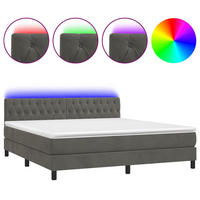 BOXSPRINGBETT 160/200 Cm Grau Samt - Dunkelgrau, Textil (160/203cm) - vidaXL