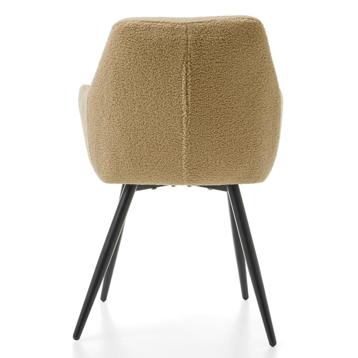 STUHL BOUCLE gepolsterter - beige - Boucle TEDDY - Beige/Schwarz, Metall (58/87/61cm) - NEW HOME