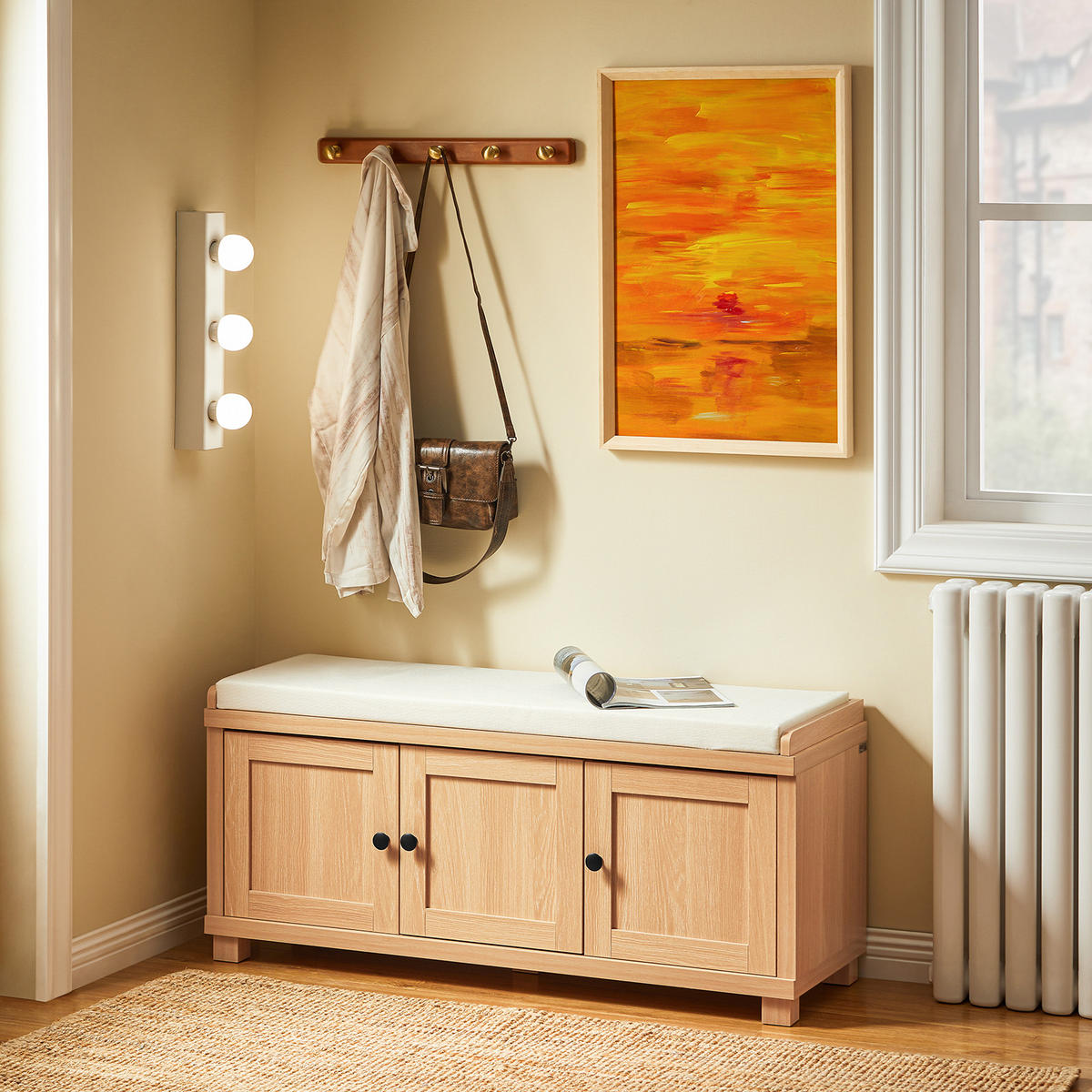 SCHUHBANK Natur - Naturfarben, Holzwerkstoff (104/47/35cm) - SoBuy