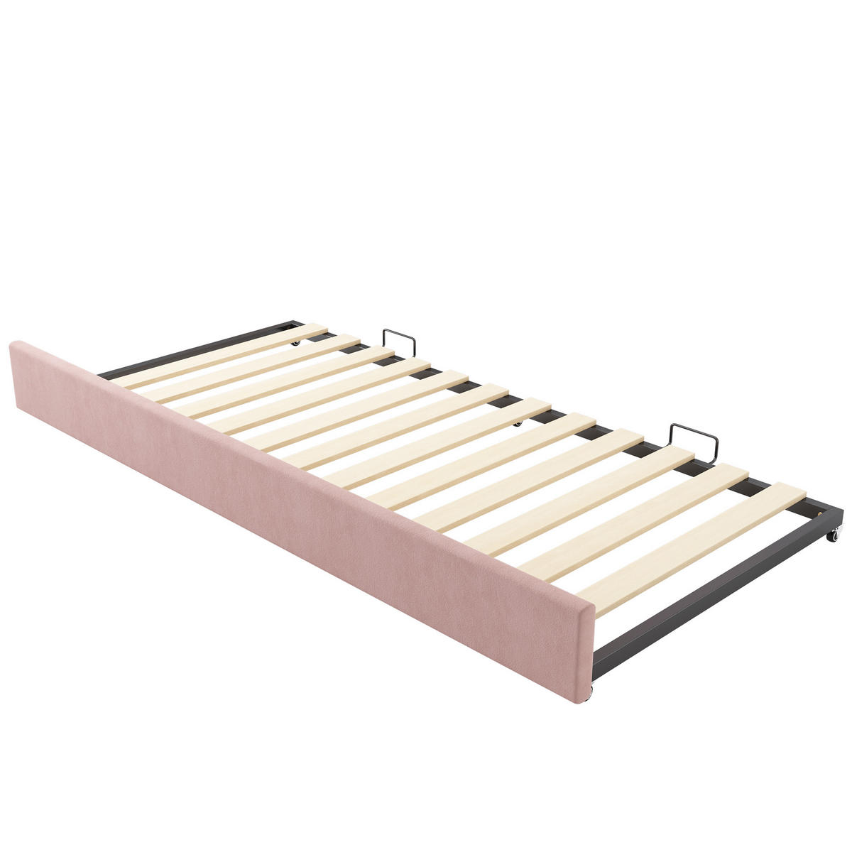 POLSTERBETT aus Samt 90x190 cm in Rosa mit Ausziehbett - Rosa, Textil (90/190cm) - Modfu