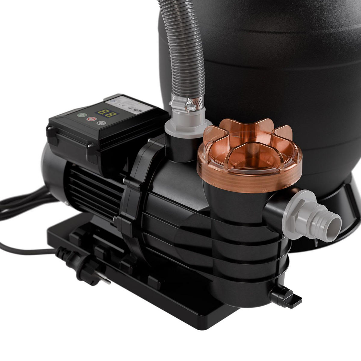 SANDFILTERANLAGE 400W inkl. Filter & Timer - Schwarz, Kunststoff (39/48/56cm) - Juskys