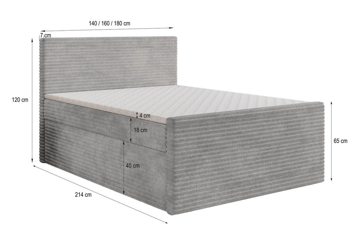 BOXBETT NOLEN 160x200 cm mit Matratze und Topper - Blau - Blau, Holz (160/200cm) - MASSENO