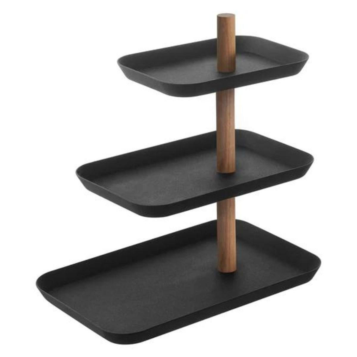 Yamazaki TŘÍPATROVÝ stojan na šperky s otočnými tácy, výška 25,5 cm