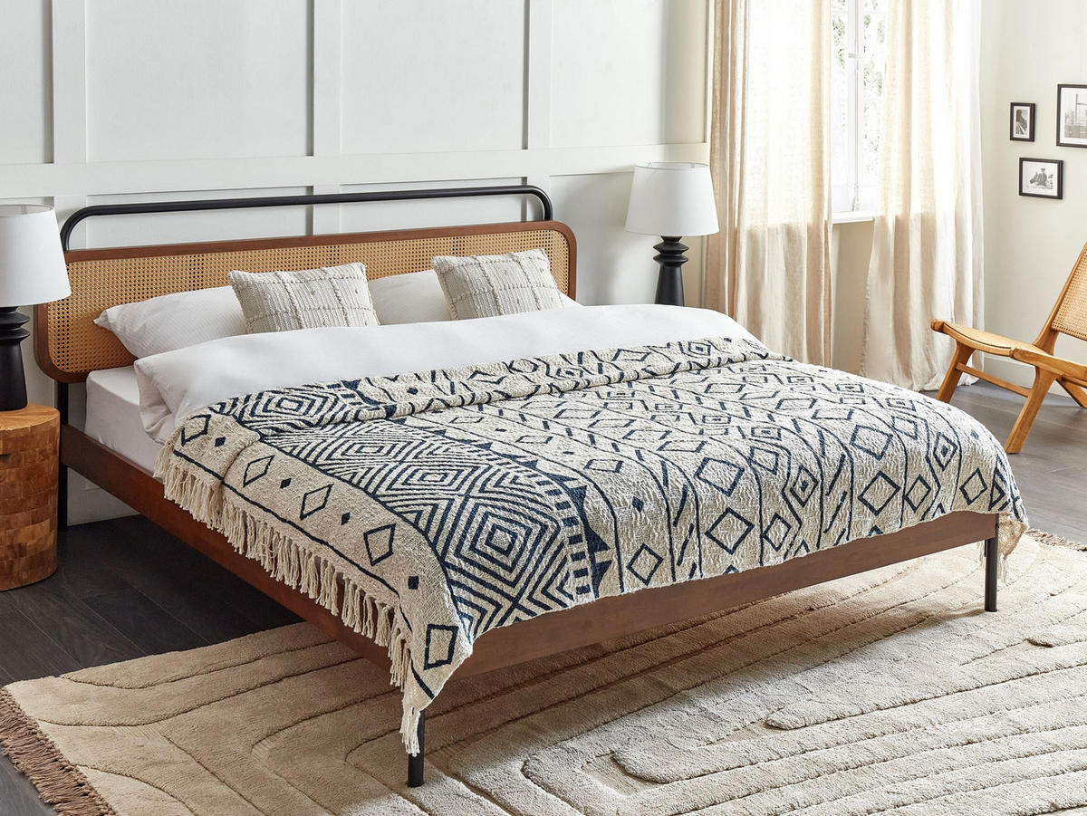 PŘIKRÝVKA Bavlna 200/220 cm Béžová Najuy - modrá/světle modrá, textil (200/220cm) - Beliani