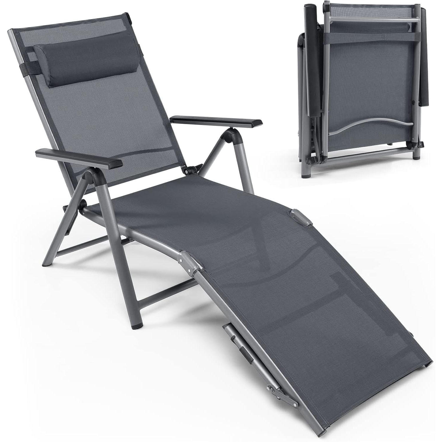 Costway Gartenliege Silber 180x69.5x67 cm