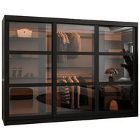 SCHWEBETÜRENSCHRANK 200/250/62 3-türig - Schwarz, Holz/Kunststoff (250/200/62cm) - Abiks Möbel