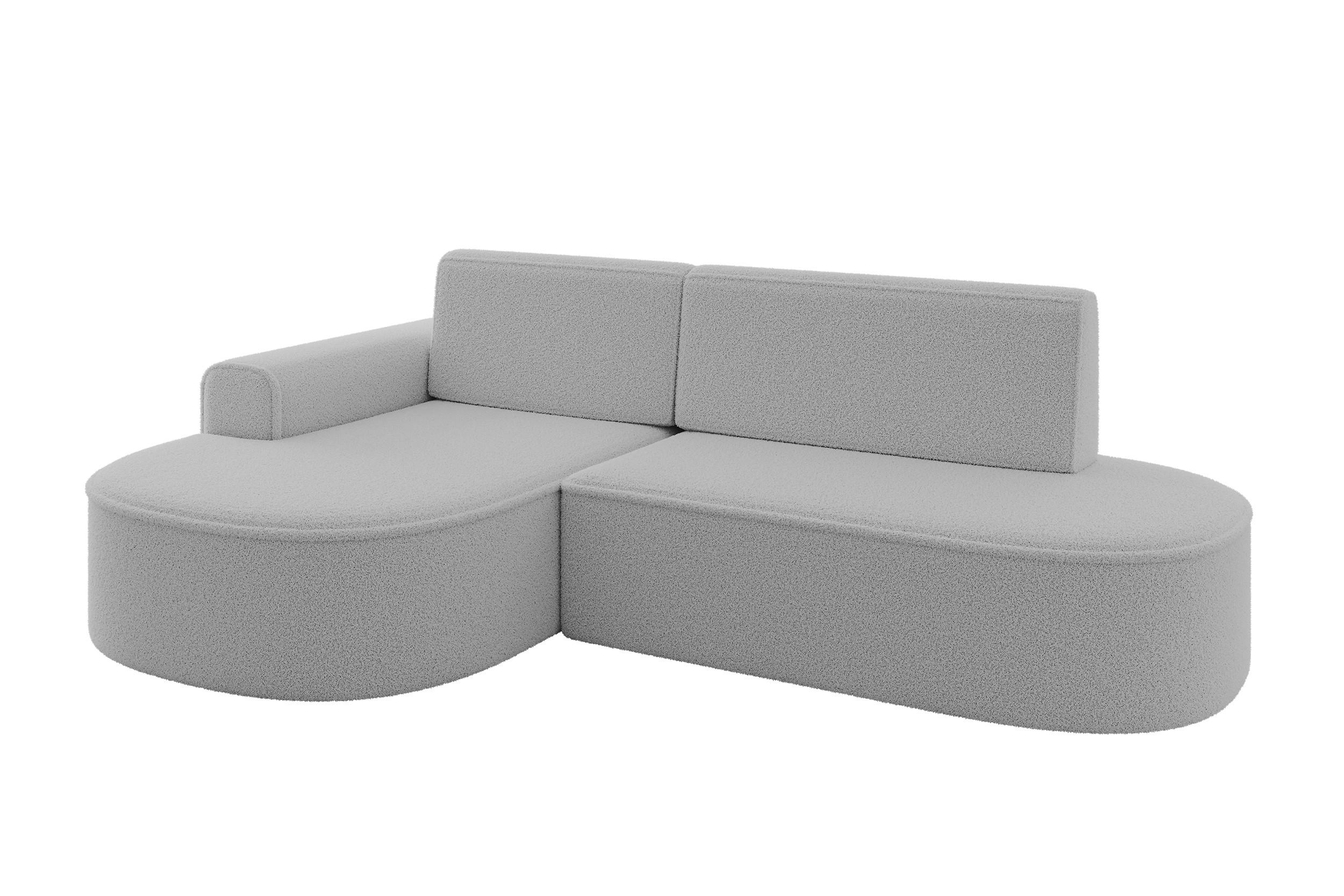 ECKSOFA mit Schlaffunktion und Bettkasten Ottomane Links MARI-L1-S - 283x167x85 cm Hellgrau Bouclé - Hellgrau/Schwarz, Holzwerkstoff/Kunststoff (283/167cm) - ALTDECOR