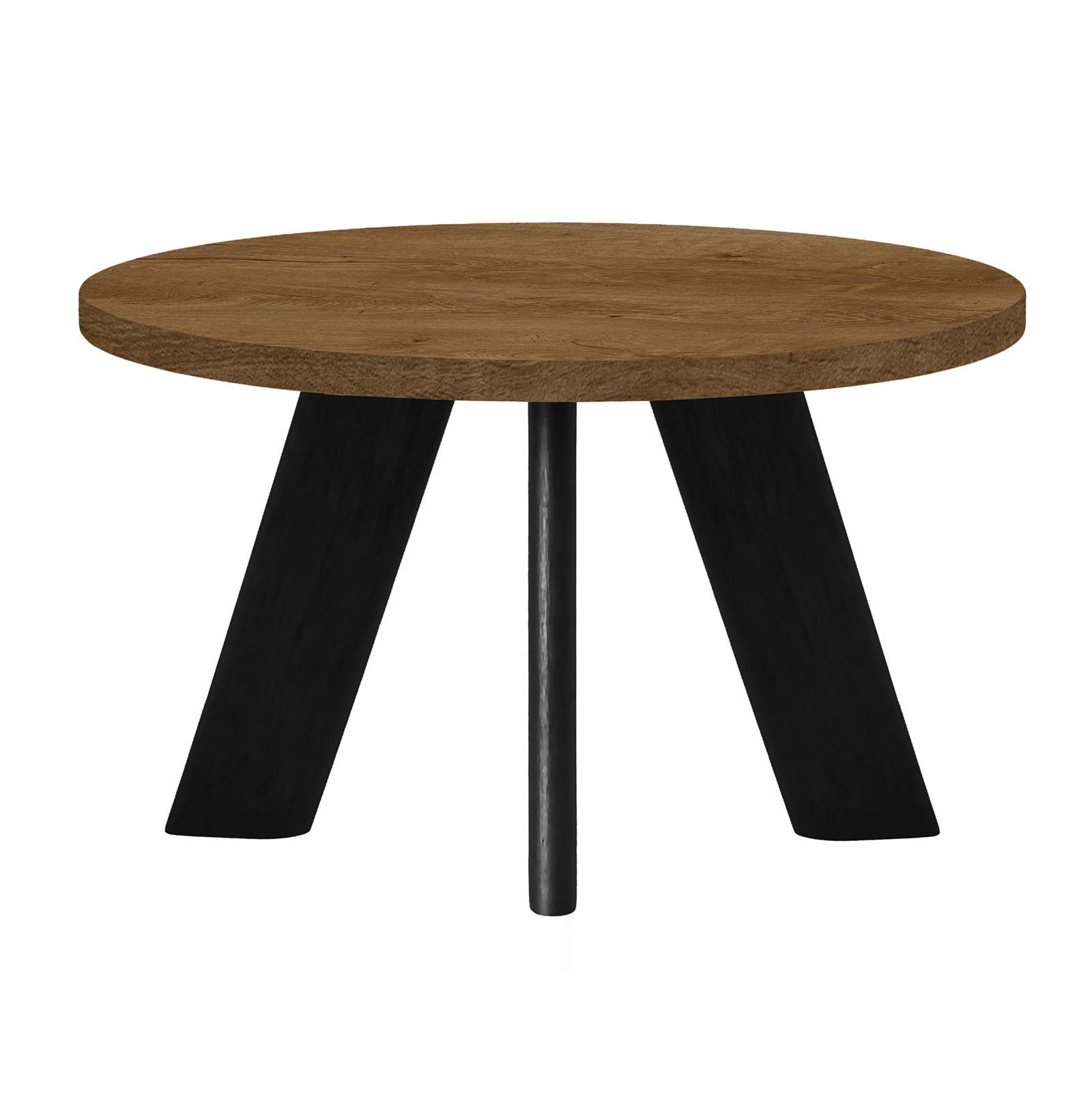 COUCHTISCH LEX Durchmesser 60 cm, Minimalistisch und zeitlos - Eiche Lefkas/Schwarz - Dunkelbraun/Schwarz, Holz (60/60/41cm) - Dekori_Interiors