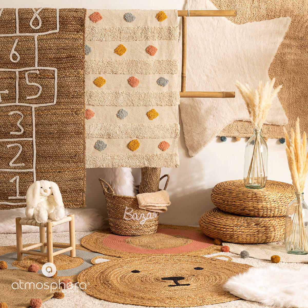 KINDERTEPPICH Ø 90 cm Arlekin - Beige, Naturmaterialien (90/90cm) - Atmosphera for kids