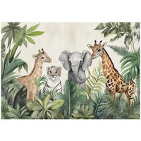 FOTOTAPETE Kinderzimmer Dschungel Tiere 200x140 - Multicolor, Papier (200/140cm) - Wallarena