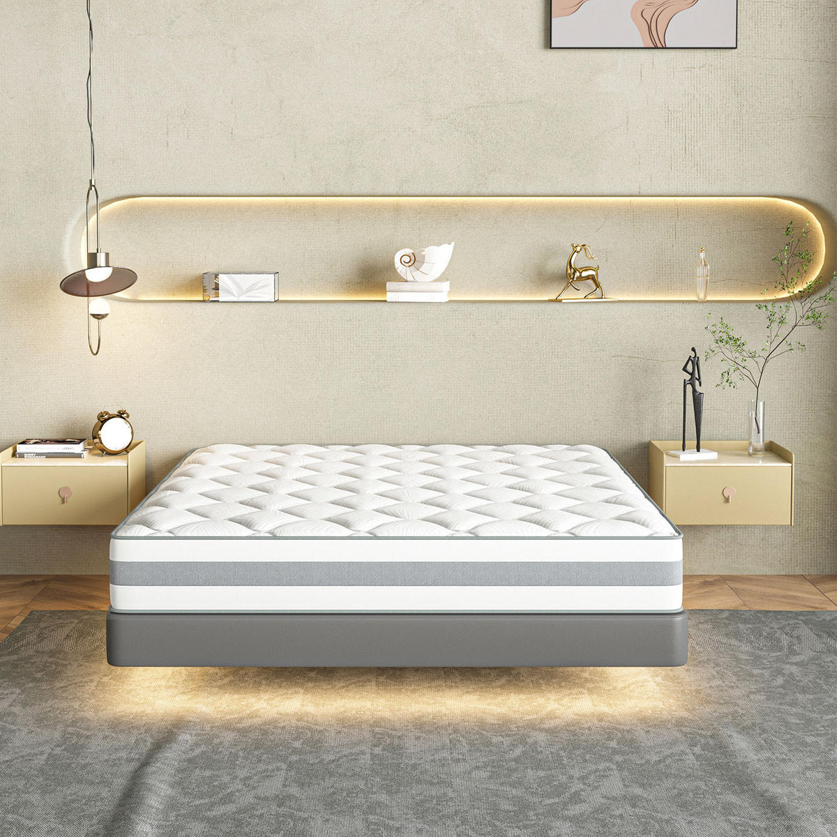 TASCHENFEDERKERNMATRATZE Höhe 25 cm 90×200cm - Weiß, Textil/Metall (90/200cm) - HOMAVO