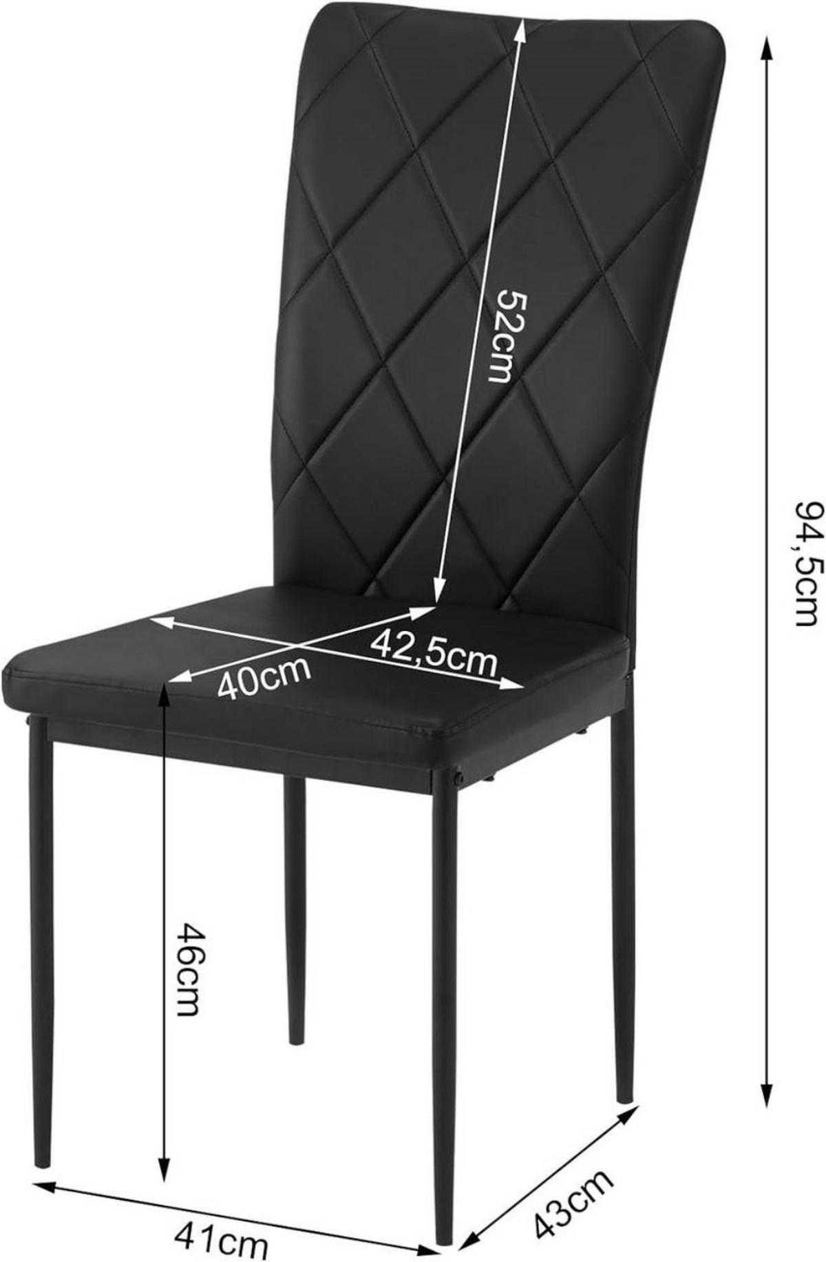 ESSZIMMERSTUHL 4er Set, Kunstleder, Schwarz - Schwarz, Kunststoff/Metall (42/94.5/59cm) - Woltu