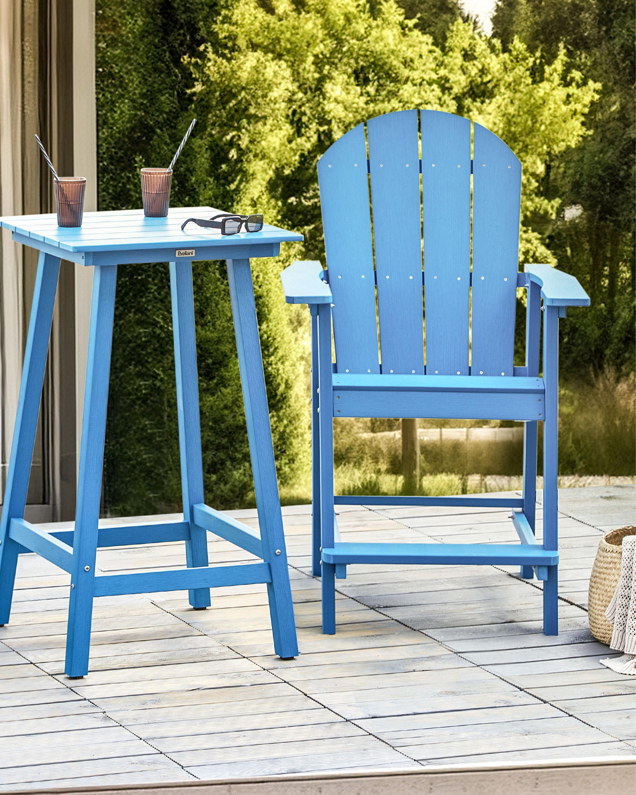 GARTEN-BARSTUHL Blau Adirondack - Blau, Kunststoff (58/124/71cm) - Beliani
