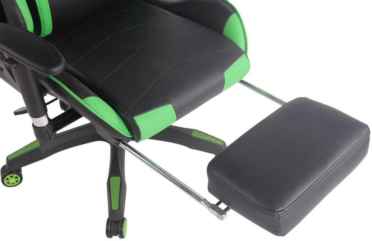 BÜROSTUHL Racing Turbine mit Fußablage, Schwarz/Grün - Grün, Kunststoff/Textil (67/142/58cm) - TPFLiving