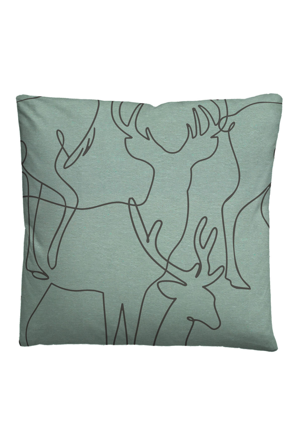 BETTWÄSCHE-GARNITUR Melange Hirsch fichte, 155x220 cm + 80x80 cm - Dunkelgrün, Textil (155/220cm) - biberna