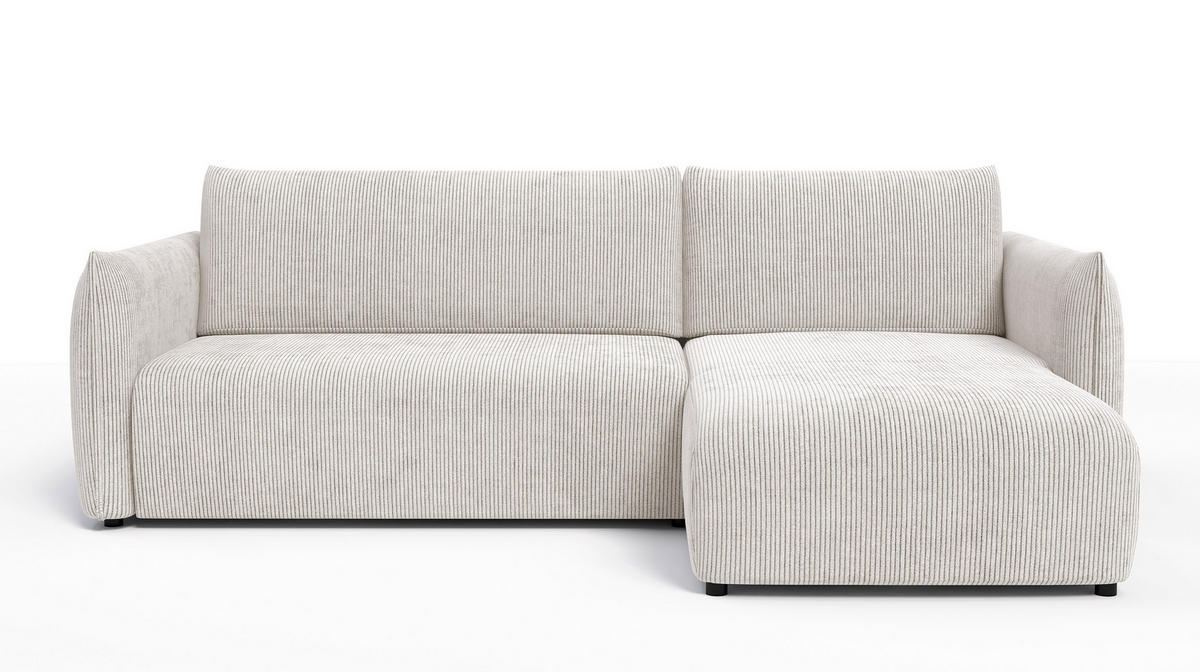 ECKSOFA TAUER 3-Sitzer links, perlweiß - Schwarz/Weiß, Holz/Textil (248/173cm) - Courtois Laville