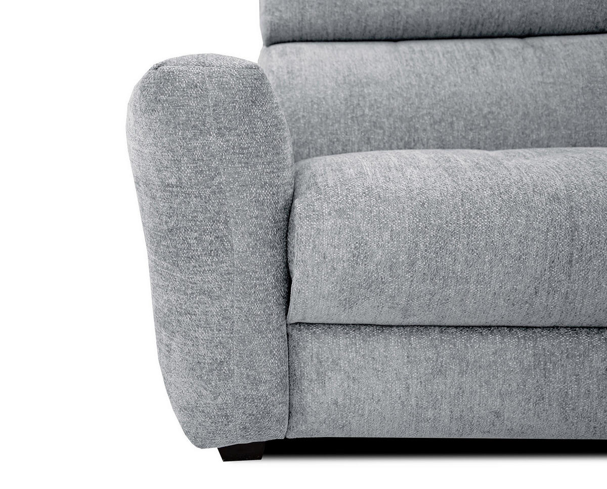 SOFA CALVERA 3-Sitzer mit 1 Relaxfunktion, hellgrau - Hellgrau, Holzwerkstoff/Textil (204/79/106cm) - Courtois Laville
